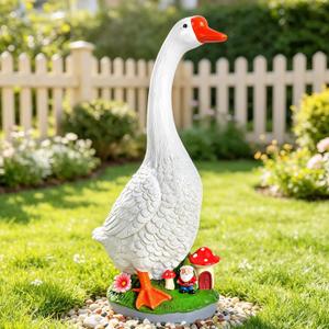 Porch Goose Statue 23" Large White Resin Outdoor Garden Decor