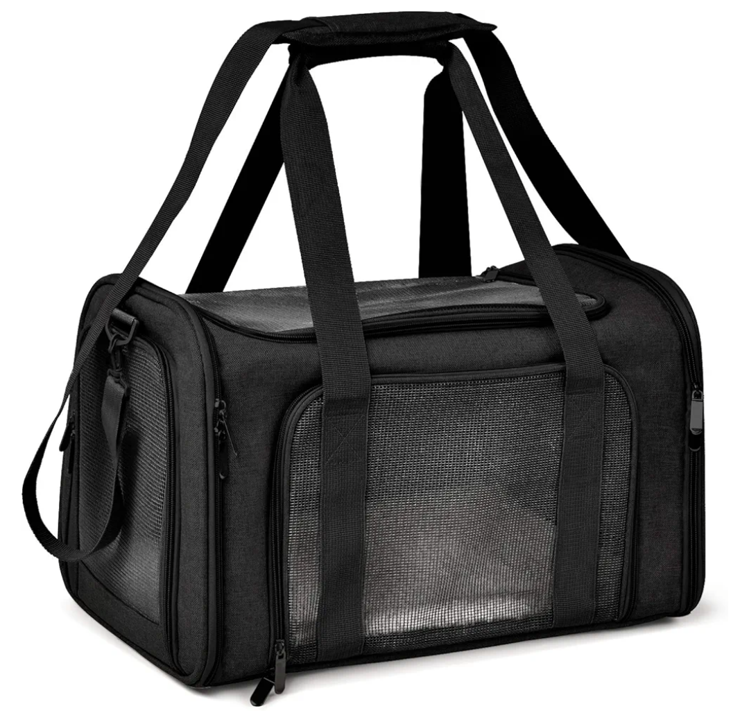 Henkelion Cat Carriers Dog Carrier Pet Carrier for Small / Medium Cats Dogs Puppies (Up To 15lbs), TSA Airline Approved Small Dog Carrier Soft Sided, Collapsible Waterproof Travel Puppy Carrier -Black