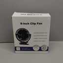 10000mAh 30hrs Portable Fan Rechargeable, 8-Inch Battery Operated Clip on Fan, USB Fans, 4 Speeds, Strong Airflow, Sturdy Clamp for Golf Cart Office Desk Outdoor Travel Camping Bed Truck Treadmill (Black)