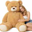 HollyHOME Giant Teddy Bear 5Ft Big Teddy Bear Stuffed Animal Birthday Valentines Day Plush for Kids and Girlfriend 60 inch Tan