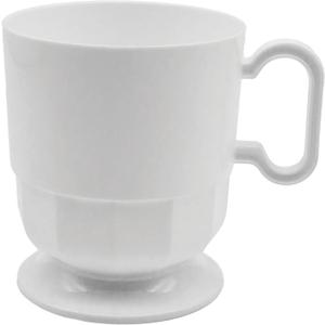 Party Essentials 8-Ounce Hard Plastic Coffee Cup/Tea Mug with Handle, 20-Count, Deluxe White