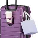 KYME Carry On Luggage 22x14x9 Airline Approved with TSA Lock Hardshell Expandable 20 Inch Luggage Carry On Suitcase with Wheels Small Travel Rolling Luggage with Cup Holder for Women Dark Purple