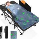 Suteck Kids Camping Cot, Comfortable Toddler Cot Bed Easy to Store and Use, Portable Sleeping Cot with Guardrail, Lightweight Bed for Outdoor Indoor Home