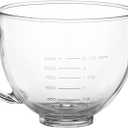 MOLIGOU Glass Mixing Bowl Compatible with Kitchenaid 4.5 and 5 Quart Tilt-Head Stand Mixers, 5 Quart Glass Mixer Bowl with Handle and Pour Spout