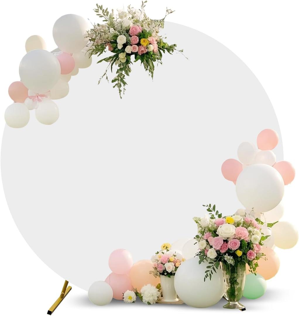 6.6 ft Arch Backdrop Cover(Only Cover, Stand not Included)Round White Balloon Arch Covers Spandex Fitted, Circle Wedding Arch Cover for Ceremony Birthday Baby Shower Party Decoration