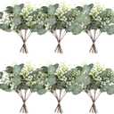 40 Pcs Artificial Greenery Eucalyptus Stem Silver Dollar Leaves Baby Eucalyptus Leaves Suitable for Family Wedding Vase Centerpieces Bouquet Flower Arrangement