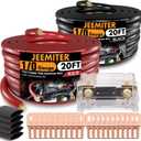 1/0 Gauge CCA Wire Kit with ANL Fuse - 40ft Total (20ft Red+Black) Car Amplifier Power Ground Cable, Complete Amp Install & Big 3 Upgrade Kit