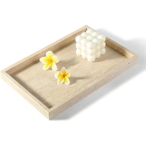 Koville Roman Travertine Tray, 12x8 Coffee Table Vanity/Decorative Tray for Jewelry, Watch, Perfume Candle Storage for Bedroom/Bathroom/Kitchen Countertop