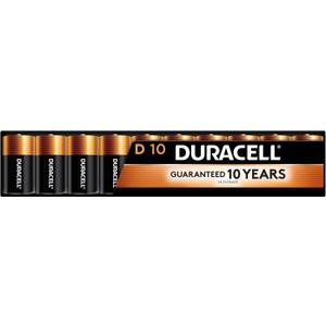 Duracell Coppertop D Batteries, 10 Count (1 Pack), D Battery with Long-Lasting Power, All-Purpose Alkaline Battery for Household and Office Devices