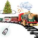 FANL Train Set with Remote Control - Christmas Train Toys - Steam Locomotive Engine, Cargo Car and Train Tracks - Rechargeable Electric Train Toy Gift Toys for Age 3 4 5 6 + Kids.