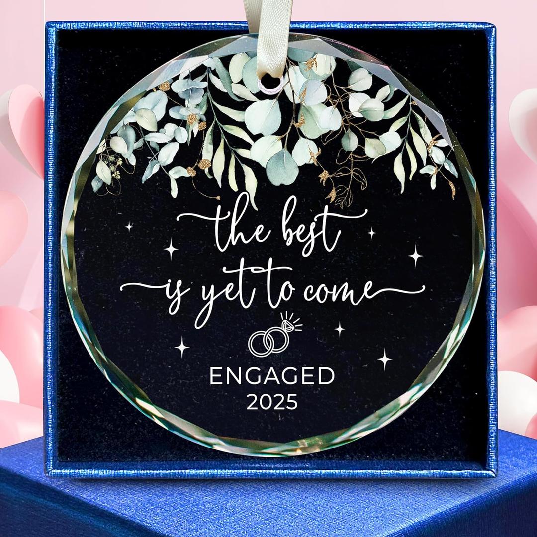 Engagement Gifts for Couples - Gifts for Newly Engaged Couples - Happy Engagement Gift for Her, Bride to Be - Just Engaged Ideas for Her, Friends - Glass Ornament 2025
