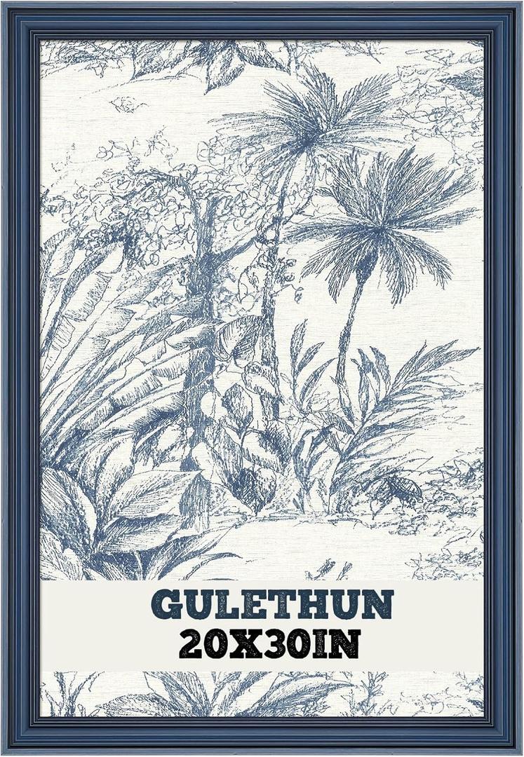 GULETHUN 20x30 Frame, Transitional Modern Design Picture Frames, 20 by 30 Rustic Poster Frame for Home Decor, Blue Vintage Photo Frame, Horizontal or Vertical Display
