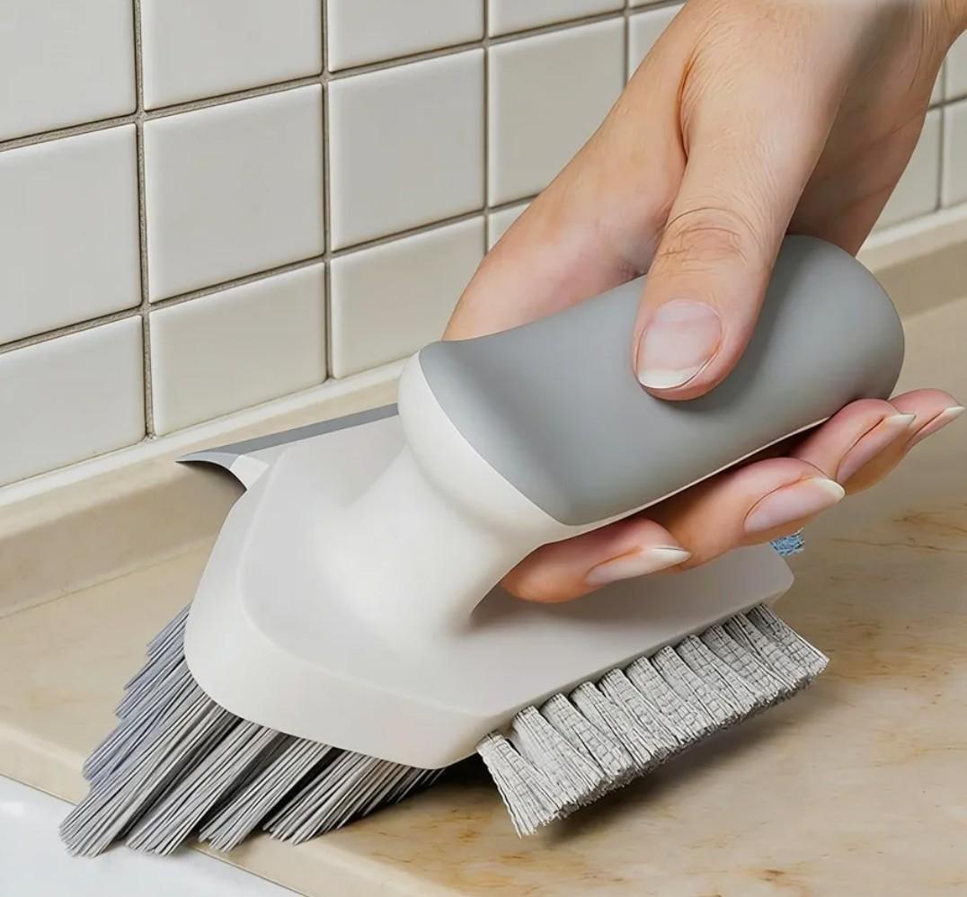 4-in-1 Grout and Corner Scrubber Brush with Scraper Tool, for Cleaning Tile, Grout, Kitchen, Bathroom, Sink, Floor, Shower, Bathtub