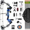 Youth Compound Bow Set 15-45 Lbs for Teens and Beginner, Package with Archery Hunting Equipment, Max Speed 260fps, Adjustable, Right Hand