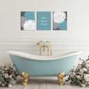 Zlove Blue and Grey Bathroom Wall Decor Dahlia Flower Painting Prints Relax Signs Artwork for Spa Yoga Room, 12"x16", 3Pcs