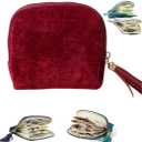 Travel Jewelry Case, Small High-End Large-Capacity Tassel Storage Bag Gifts for Women, Pouch Bags with Zipper, Velvet Jewelry Organizer Storage Bag for Bracelet Rings Earring (Maroon)