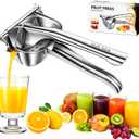 Stainless Steel Lemon Squeezer, Manual Citrus Juicer Press, Heavy Duty Hand Juicer for Lemon Orange Lime Grapefruit, Ergonomic Grip Juice Extractor, Rust Resistant, Easy to Clean Kitchen Tool