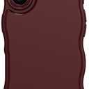 Anuck for iPhone 16 Plus Case Wave, Curly Frame Design for Women Girls, Cute Wavy Solid Color Aesthetic Phone Case Soft Flexible TPU Shockproof Full-Body Protective Cover 6.7" - Wine Red