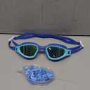 ZIONOR G1 Lite Polarized Swimming Goggles with 3 Pairs Earplugs, Anti-Fog UV Protection Swim Goggle for Adult Men Women Youth (A0allblack-gold+e3-bk)