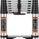 Telescoping Ladder,Aluminum with stabilizer bar,Lightweight Multi-Purpose Extension Ladder,Heavy Duty 330lbs Max Capacity,Collapsible Ladder for RV or Outdoor (12.5FT)