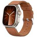 Bandsie Leather Band Compatible with Apple Watch Ultra 3/Ultra 2/Ultra Band 49mm 46mm 45mm 44mm 42mm for Men, Vintage Genuine Suede Leather Wristband Strap for iWatch Series 11 10 9 8 7 6 5 4 SE 3 2 1 (Brown)