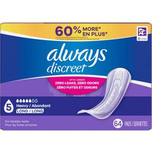 Always, 64 Pads 5 Heavy Long, 64 Count
