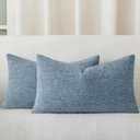 a moment Blue Chenille Throw Pillow Covers 12x20 Inch Pack of 2 Modern Decorative Throw Pillow Covers Farmhouse Cross Covers Modern Home Decor for Sofa Bedroom Living Room