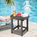 LZRS Round Adirondack Patio Side Table End Table, Outdoor Side Tables for Patio, Backyard,Pool, Indoor Companion, Easy Maintenance & Weather Resistant(Brown Mixture)