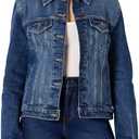 Amazon Essentials Women's Regular-Fit Low Stretch Denim Trucker Jacket with Pockets Medium
