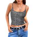 SOLY HUX Women's Y2K Leopard Print Cami Crop Tops Spaghetti Strap Casual Tank Top Multi Leopard Large