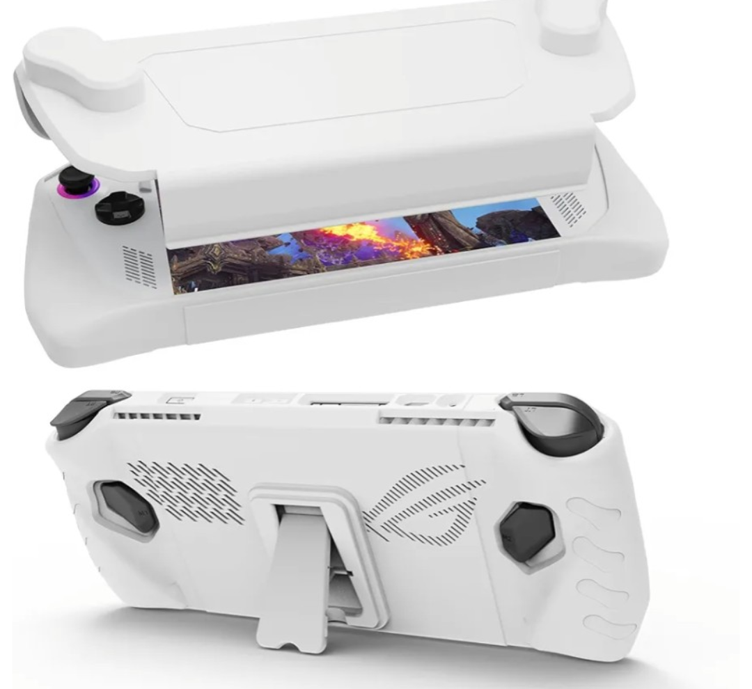 Upgraded Ultra Slim TPU Protective Case with Front Cover Compatible with ASUS ROG Ally, Shock-Absorption, Non-Slip and Anti-Scratch Design Cover Protector (White)