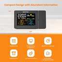 SMARTRO SC91 Projection Alarm Clock for Bedrooms with Weather Station, Wireless Indoor Outdoor Thermometer, Temperature Humidity Monitor Gauge Hygrometer