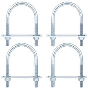 U Bolts Zinc Plated Carbon Steel with U Bolt Plates and Nuts for Fastening Products (4 Sets,1/2 x 3-1/2 x 6 Inch)