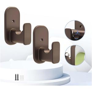 No Drill Curtain Rod Brackets:Self Adhesive Curtain Rod Holders for Rods 5/8" Peel and Stick Curtain Rod Hooks for Bathroom,Kitchen,Dorm,Door,Bronze,2 PCS(No Drill Adhesive/Drilling Hardware)