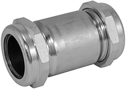 Eastman 5 Inch Long Pattern Compression Coupling, 1-1/2 Inch IPS, Galvanized Steel, EZ-20570
