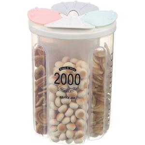 Airtight Kitchen Food Storage Container, Leak-Proof BPA Free Plastic Plastic Dry Cereal Dispensers Containers with Durable Lids for Flour, Sugar, Rice (2000ml 4 Color-4 Grid)