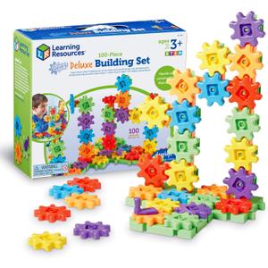 Learning Resources Gears! Gears! Gears! 100-Piece Deluxe Building Set - Ages 3+, Preschool Building Sets, Gears Toys for Kids, STEM Toys for Toddlers, Construction Toy Set