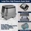 AquaMiracle All-in-1 Koi Pond Aeration Kit Pond Air Pump with Self-Sinking Airline Rubber Air Diffuser, Air Flow Control Pond Aerator for Outdoor Pond 2,000-5,000 Gallons, ≤ 5,000 Gallon