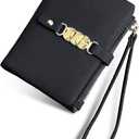 Wallets for Women Small Rfid Bifold Ladies Wallets Wristlet Change Purse for Card Coin with Wrist Strap | Small, Rfid, Bifold, Wristlet, Change Purse, for Card, Coin, with Wrist Strap (Black)