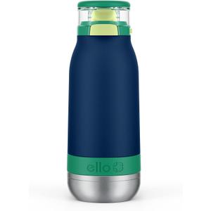 Ello Emma 14oz Vacuum Insulated Stainless Steel Kids Water Bottle with Straw and Built-in Carrying Handle and Leak-Proof Locking Lid for School Backpack, Lunchbox and Outdoor Sports