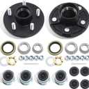 2Sets Trailer Hub Kits 5 on 4.5 for 3500 lbs 1-1/16'' to 1-3/8'' Tapered Axle, Idler Hub with Extra Dust Caps & Rubber Plugs, 5x4.5 Trailer Replacement Hub 5 Lug Bolt Trailer Wheel Hub Kit