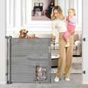 Retractable Dog Gate with Cat Door 55" Wide Retractable Pet Gate with Cat Door Mesh Dog Gate Retractable Baby Gates for Doorway Retractable Puppy Gate for The House Retractable Outdoor Gate for Deck Gray, 33" X 55"（With Cat Door ）