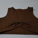 Sexy Crop Tops for Women Sleeveless Deep V Neck Workout Tops Plunge Ring Cleavage Cropped Tank Top (Medium, Brown)