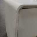 15.8" W Faux Leather Narrow Nightstand, Modern Fully-Assembled Bedside Table with 2 Drawers, Wood Night Stand Small Accent End Table & Side Table for Bedroom, White (16in)