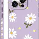LEECG for iPhone 16 Pro Case Scratch Resistant Soft Slim Fit Floral Phone Cover for iPhone 16 Pro 6.3 inch-Daisy Purple
