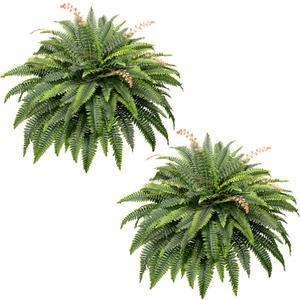 CQURE 50" Large Fake Fern Artificial Ferns for Outdoors,96 Branches Set of 2 Realistic Artificial Boston Ferns Bush Plant for Indoor Outdoor Garden Porch Decor