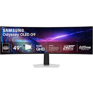 Samsung 49" Odyssey G93SC Series Curved Gaming Monitor, QD-OLED, 240Hz, 0.03ms, DQHD, G-Sync Compatible, FreeSync Premium Pro, Adjustable Stand