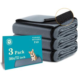 Bunlitent Washable Pee Pads for Dogs 3 Pack, 36x72, Reusable Puppy Pads, Reusable Pee Pads with Quick Dry, Anti-Slip Dog Cat Pee Pads, Whelping Pads, Dog Pen Mat