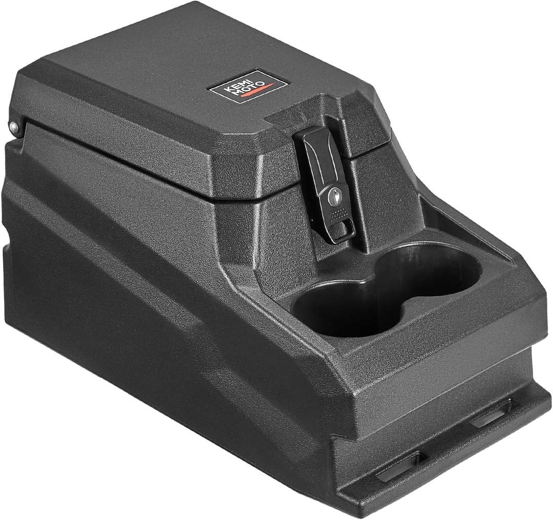 KEMIMOTO Bench Seat Console Armrest Box Cup Holder, Compatible with Can-Am Defender & Defender MAX, 13L Lockable Water-Resistant Storage Box