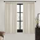 MIULEE Linen Pinch Pleated 100% Blackout Linen Curtains for Bedroom, Room Darkening Light Blocking Window Curtains 63 inches Long for Living Room, Black Out Pleat Drapes with Pin Hooks, 2 Panels